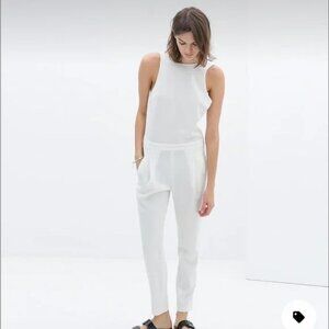 Zara Backless White Jumpsuit Size S